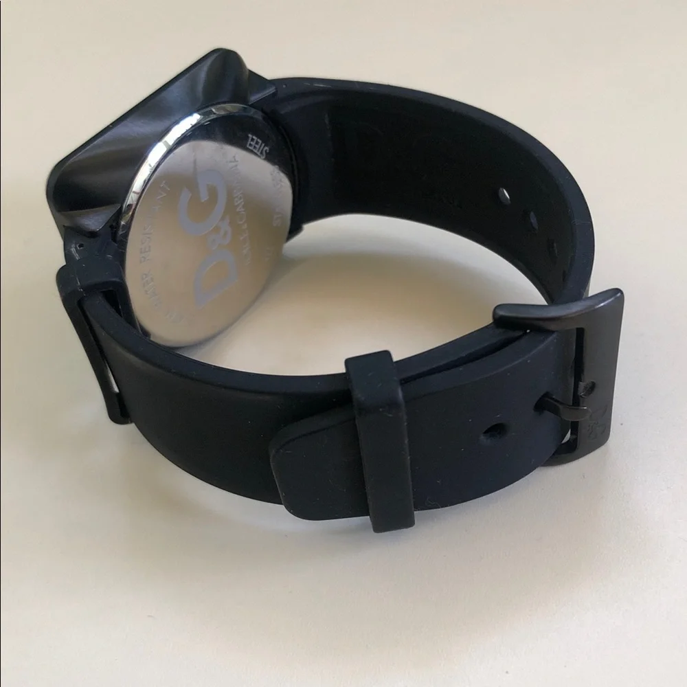 D&G Black Square Digital Watch with Silicone Strap